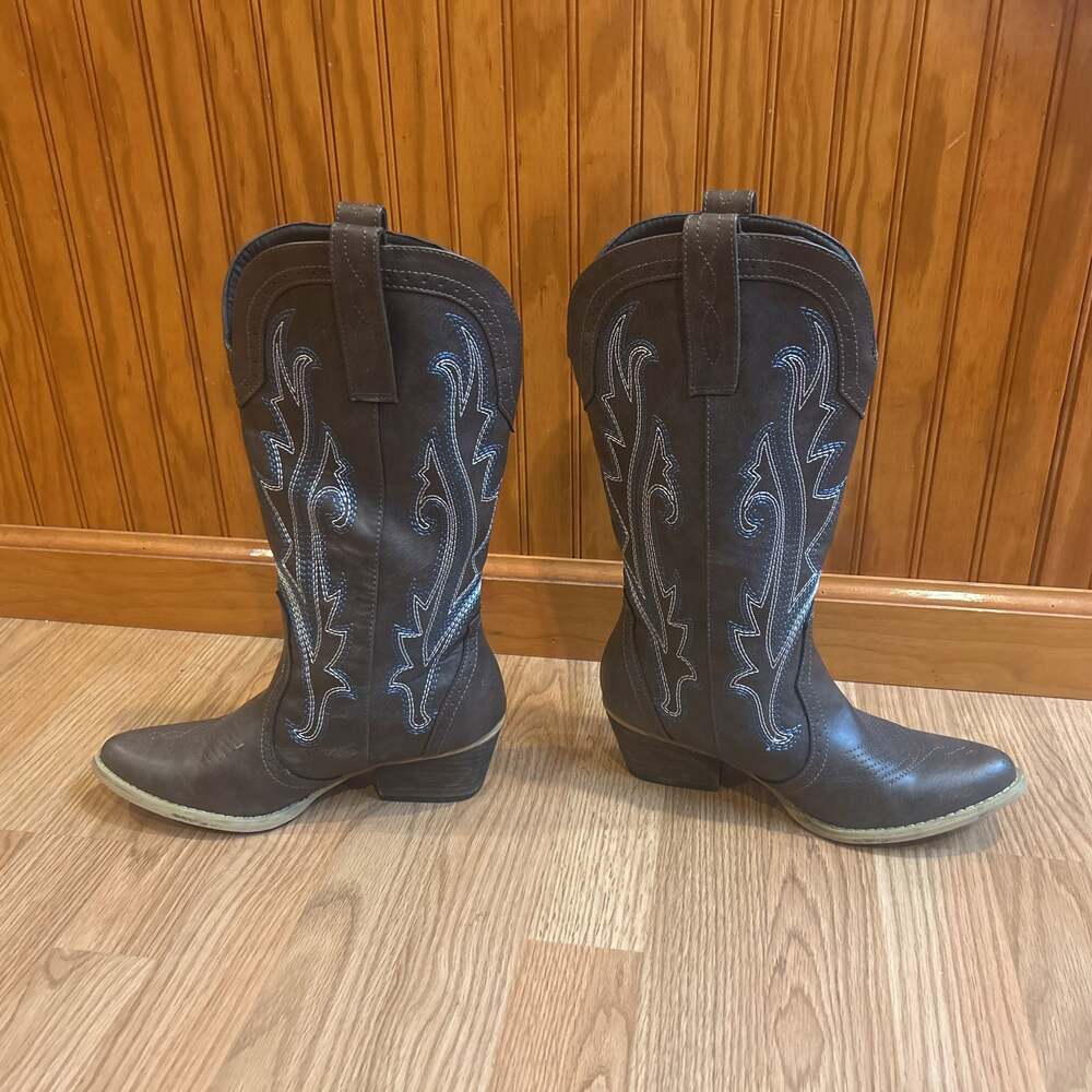 HISEA Rollda Women's Embroidered Western Cowboy Boots Size 8 Womans US